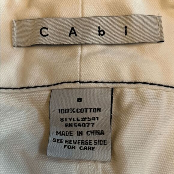 Cabi A-line Pleated Skirt Sz 8 100% Cotton Pockets White Red Black Stitching - Picture 7 of 7